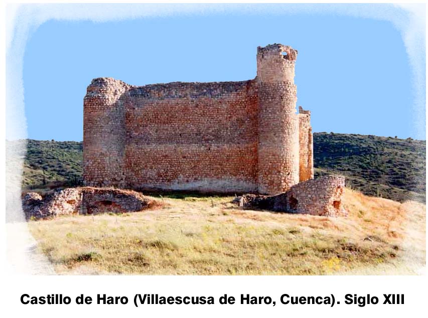 En el término de Villaescusa de Haro (Cuenca) se alzan los sólidos muros del castillo de Haro, cuya antigua población adyacente debió de dar origen a muchos linajes del apellido De Haro