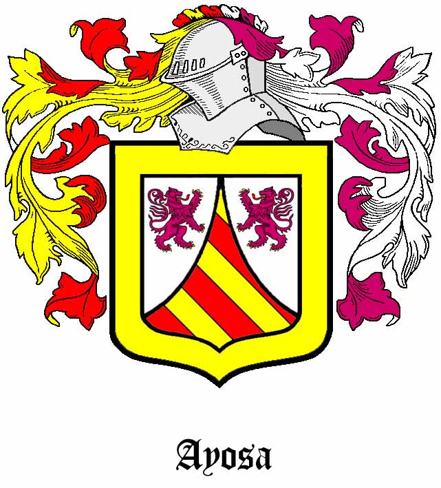 Escudo de un linaje del apellido Ayosa o Ayoza, de supuesto origen navarro. Si quieres verlo con mayor nitidez, pulsa encima